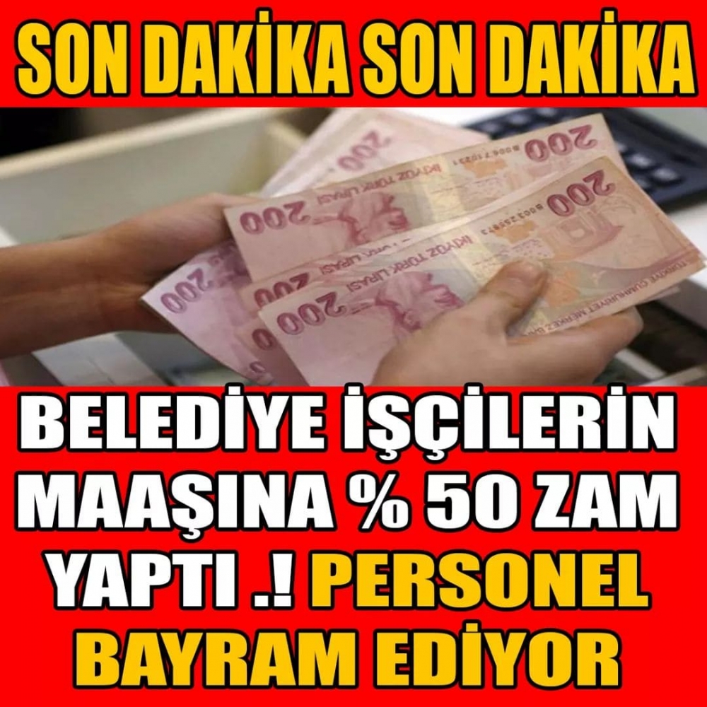 BELEDİYE İŞÇİLERİN MAAŞINA %50 ZAM YAPTI galerisi resim 1