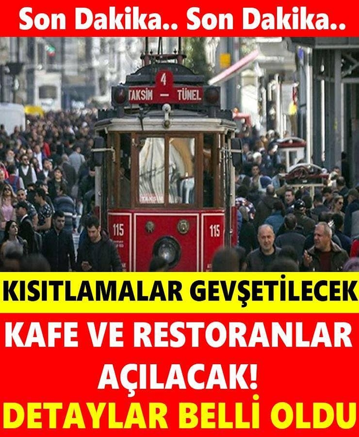 KISITLAMALAR GEVŞETİLECEK, LOKANTALAR VE KAFELER MÜŞTERİ KABUL EDEBİLECE galerisi resim 1