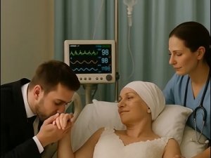 Kadın hastane yatağında
