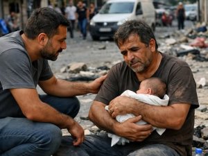 Beşinci kattan düşmekte olan bir bebek