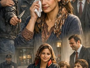 Aynur, iki çocuğuyla birlikte