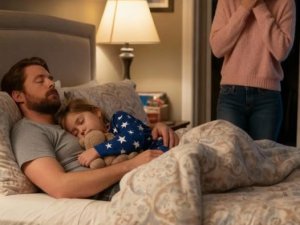 Sekiz yaşındaki bir kız çocuğu yalnız uyuyor