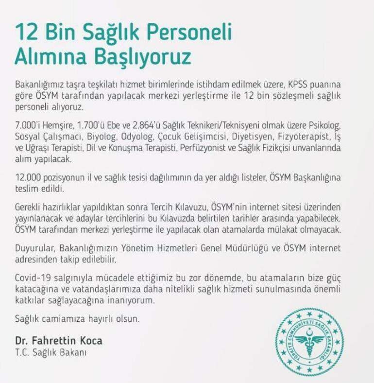 Bakan müjddeyi verdi 12 bin personel alınacak galerisi resim 3