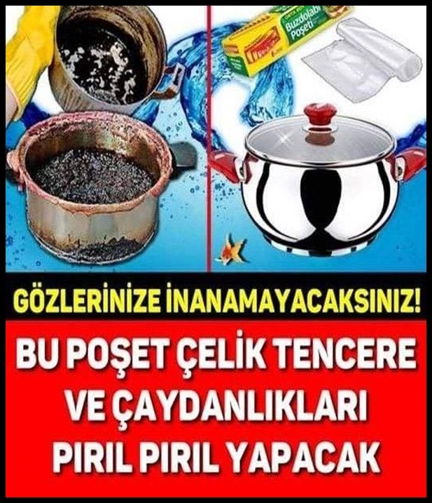 BU POŞET ÇELİK TENCERE VE ÇAYDANLIKLARI PIRIL PIRIL YAPACAK galerisi resim 1