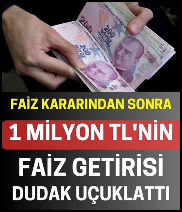 İşte 1 Milyon TL'nin Faiz Getirisi. galerisi resim 1