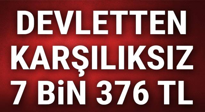 Devletten karşılıksız 7 bin 376 TL