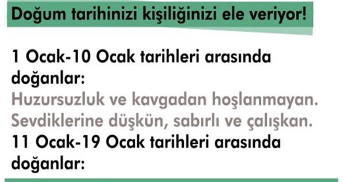 Doğum Tarihiniz Kişiliğinizi Anlatıyor…