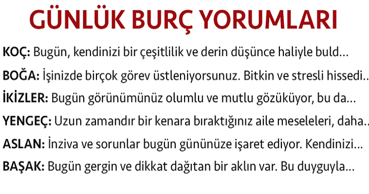 Günlük burç yorumlarınız