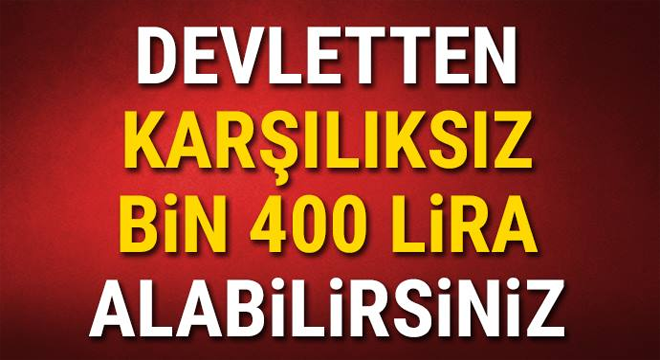 Devletten karşılıksız bin 400 lira alabilirsiniz