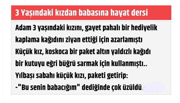 3 Yaşındaki kızdan babasına hayat dersi