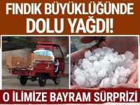 O İLİMİZE BAYRAM SÜRPRİZİ: FINDIK KADAR DOLU YAĞDI!