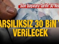 Karşılıksız 30 bin TL verilecek: Son tarih 30 Nisan